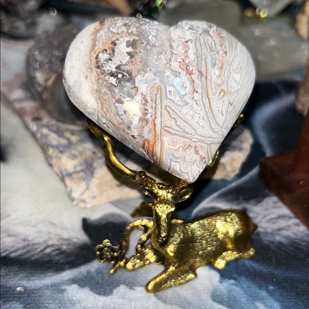 Deer Holder Small Crystals Rocks Precious Gem Sphere Stand - Gold - Picture 3 of 5